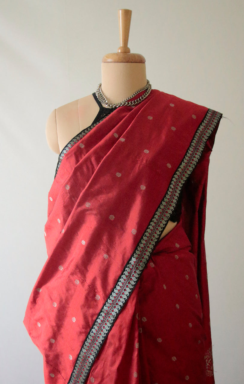 Buy Deep Red Crepe Silk Saree online-Karagiri